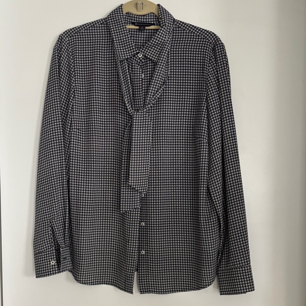 Brooks Brothers Black and White Checkered Women's Shirt